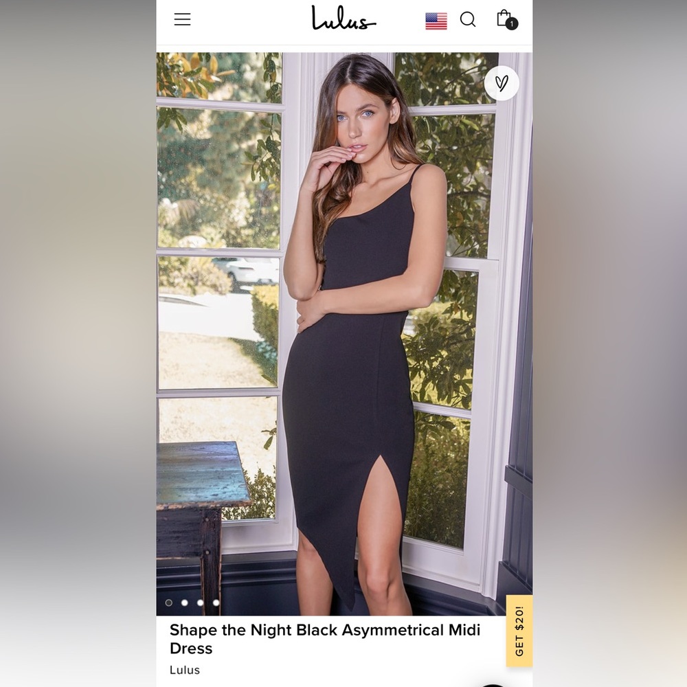 Lulu’s Shape the Night Black Asymmetrical Midi Dress